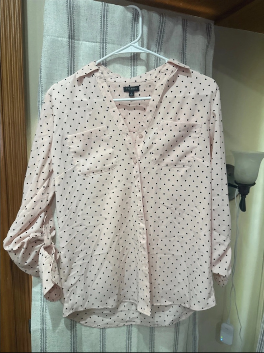 Talbots Light Pink Polka Dot Button-Front Shirt